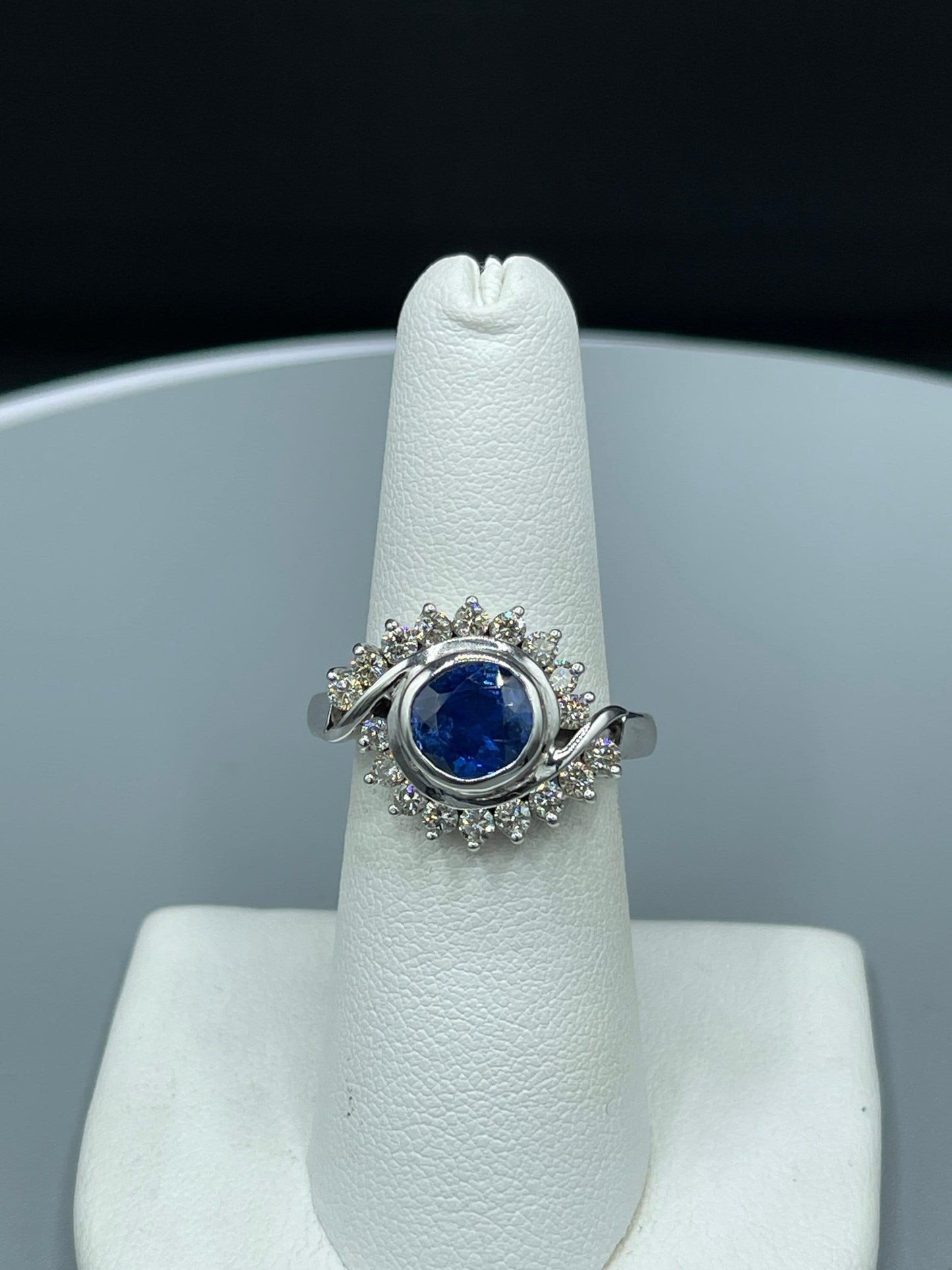 3.42 Carat GIA Certified Burmese Sapphire & Diamond 18k White Gold Ring (Size 6.5)
