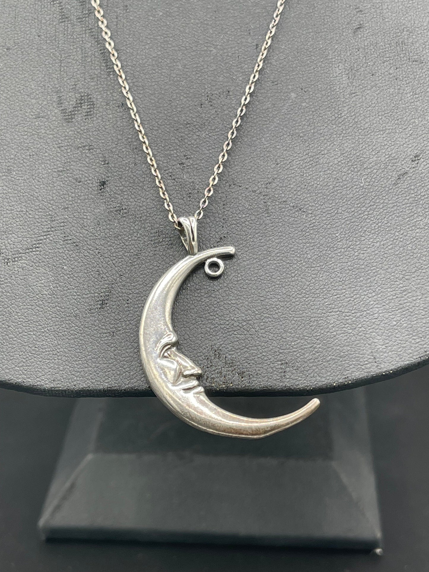 Handmade Crescent Moon Sterling Silver Pendant & Necklace