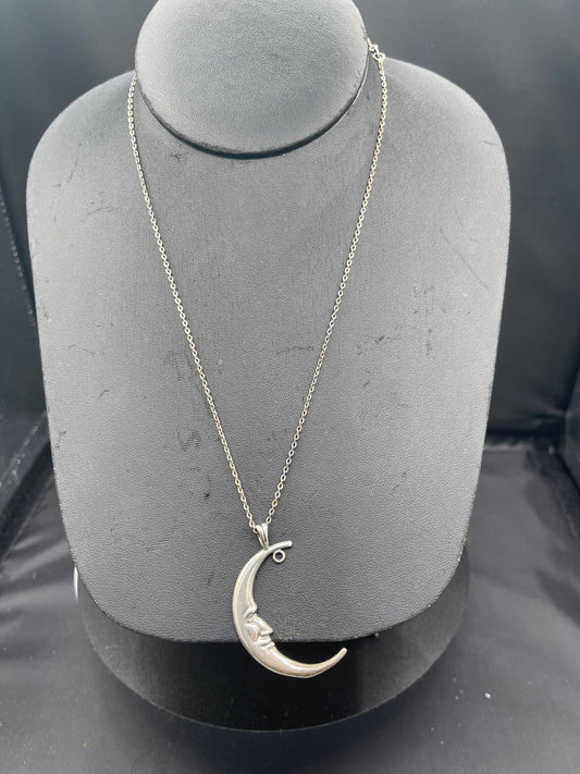 Handmade Crescent Moon Sterling Silver Pendant & Necklace