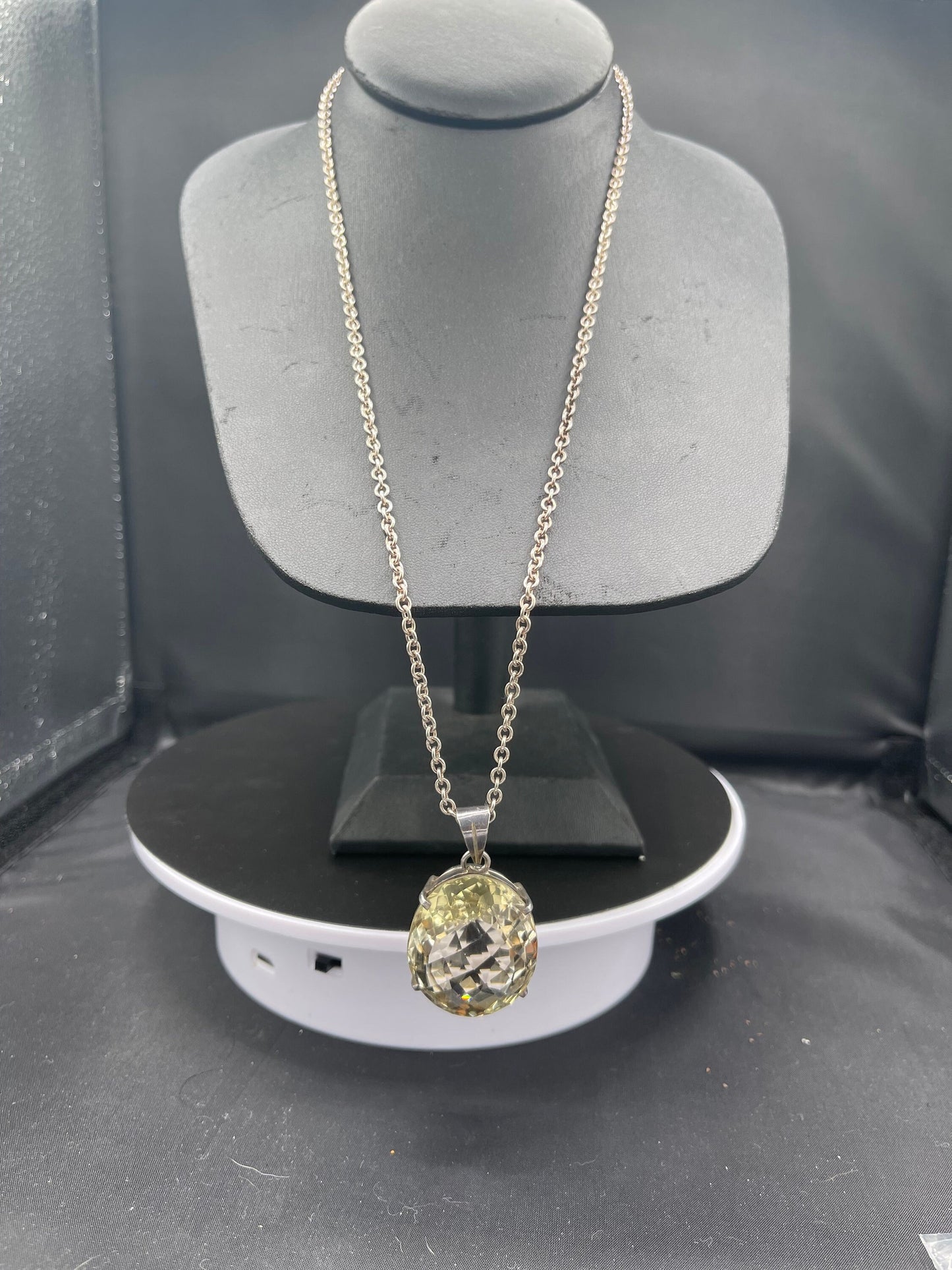 80+ Carat Lemon Quartz Sterling Silver Necklace