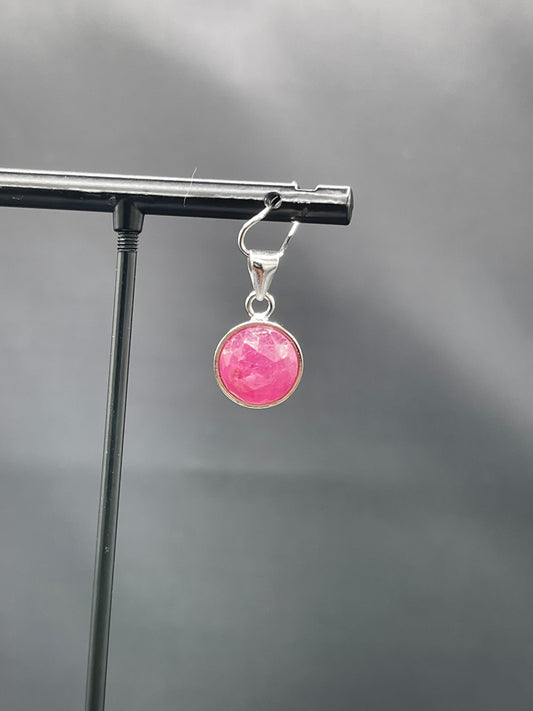 Natural Untreated Ruby Sterling Silver Pendant