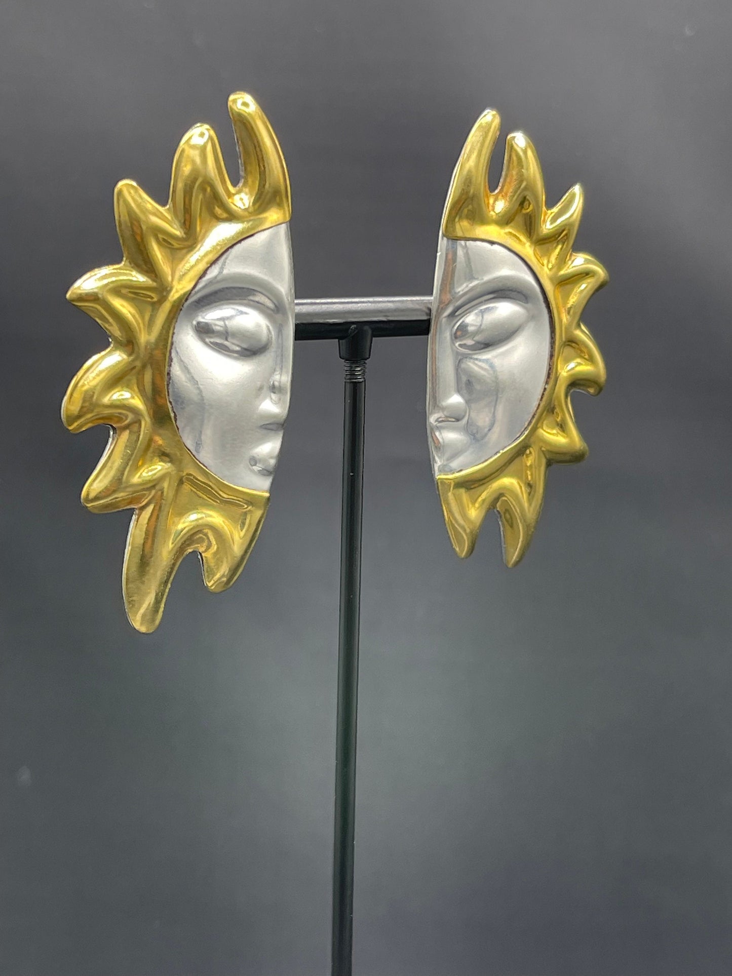 Designer Sun Handmade Sterling Silver Vermeil Earrings