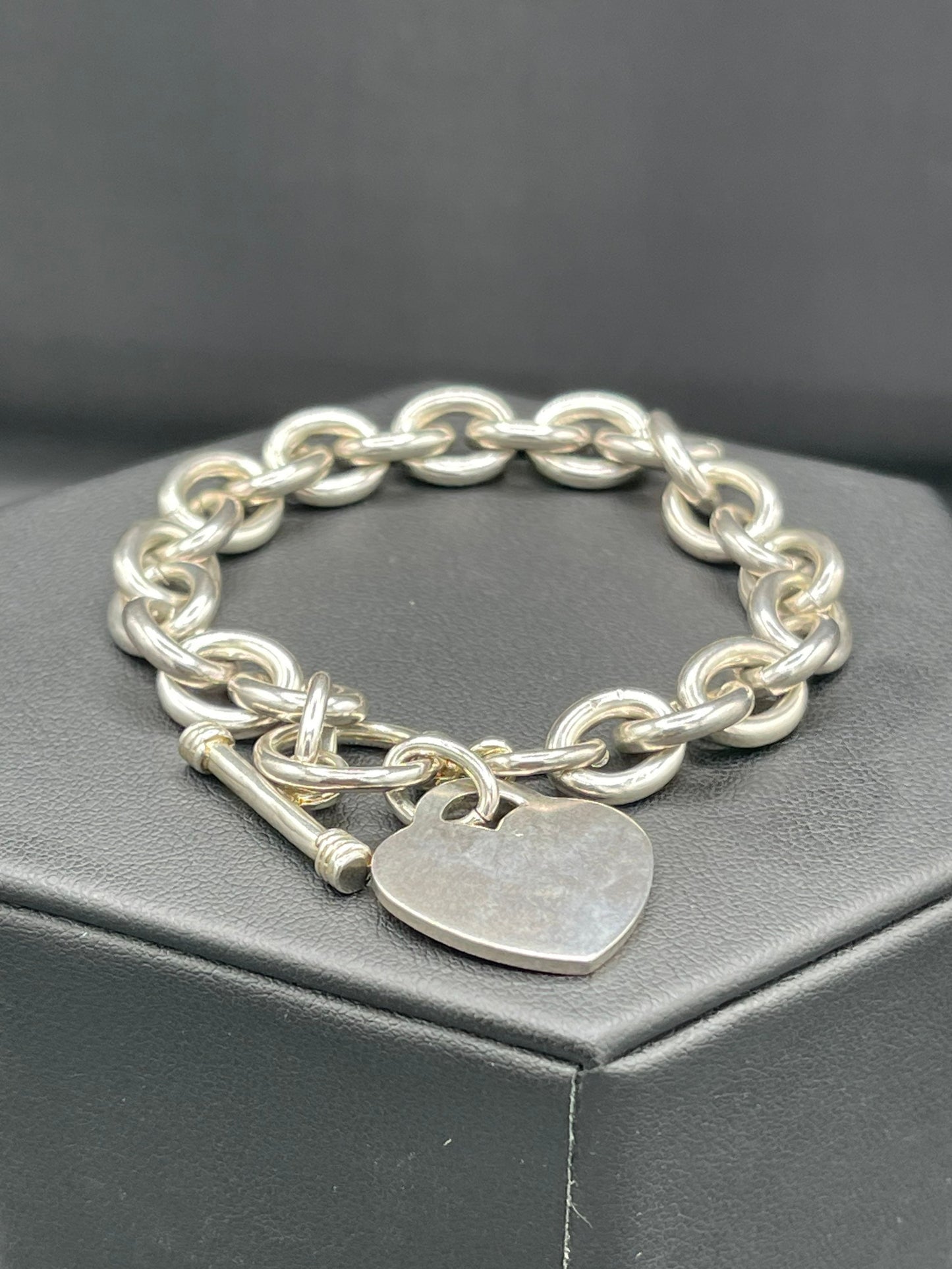 Sterling Silver Heart Toggle Clasp Bracelet