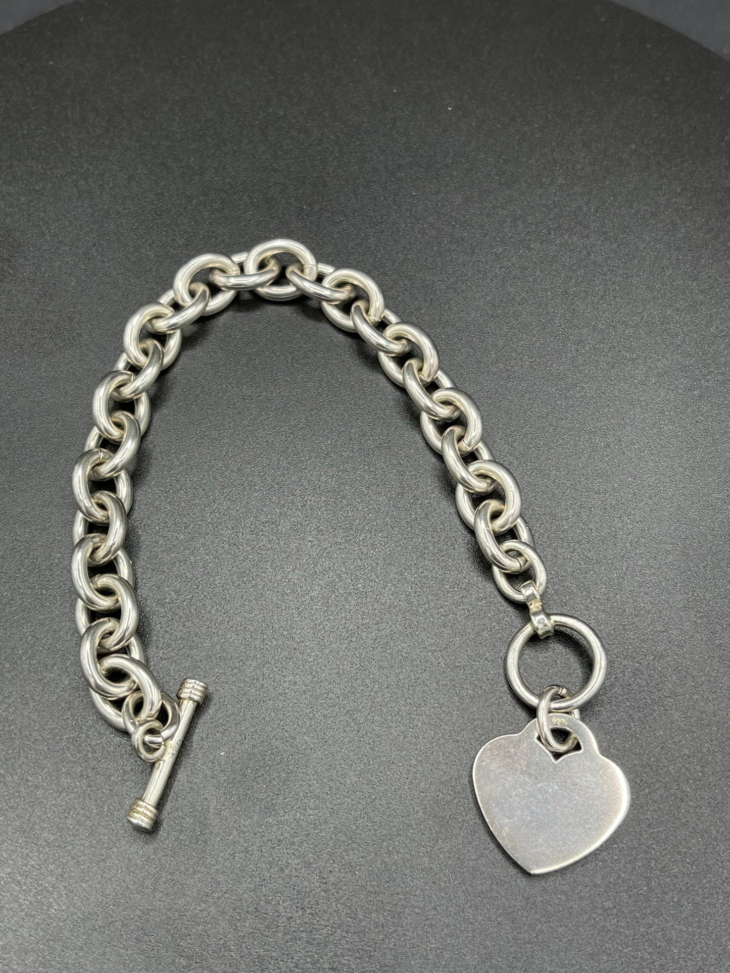 Sterling Silver Heart Toggle Clasp Bracelet