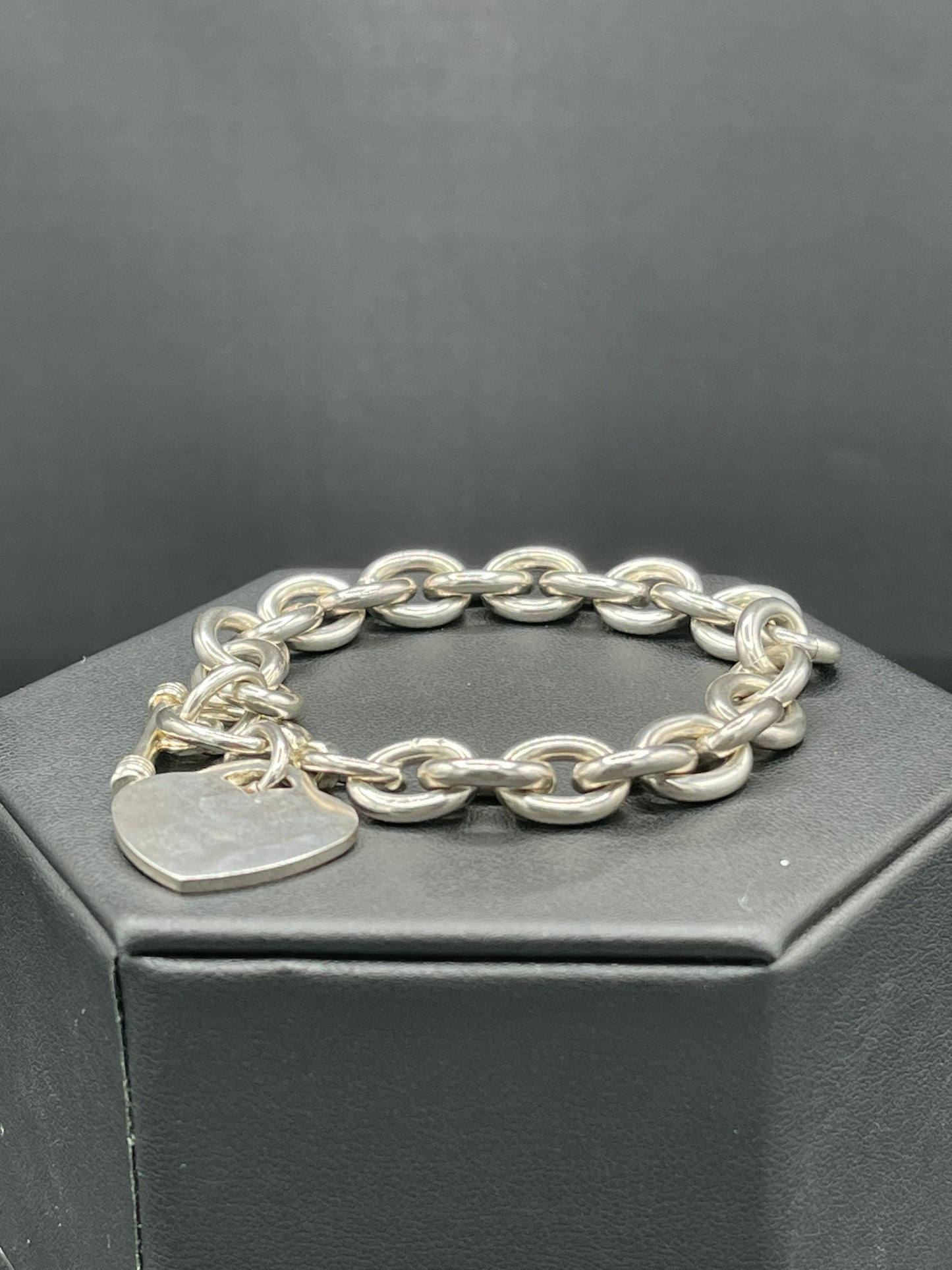 Sterling Silver Heart Toggle Clasp Bracelet