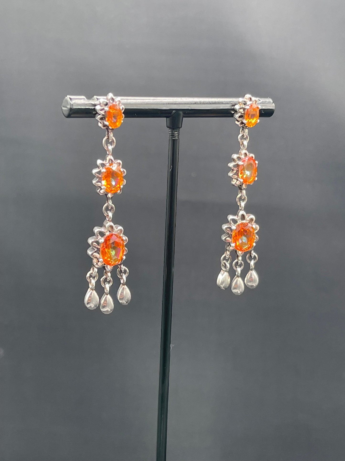 Sunset Orange Mystic Topaz Sterling Silver Dangle Earrings