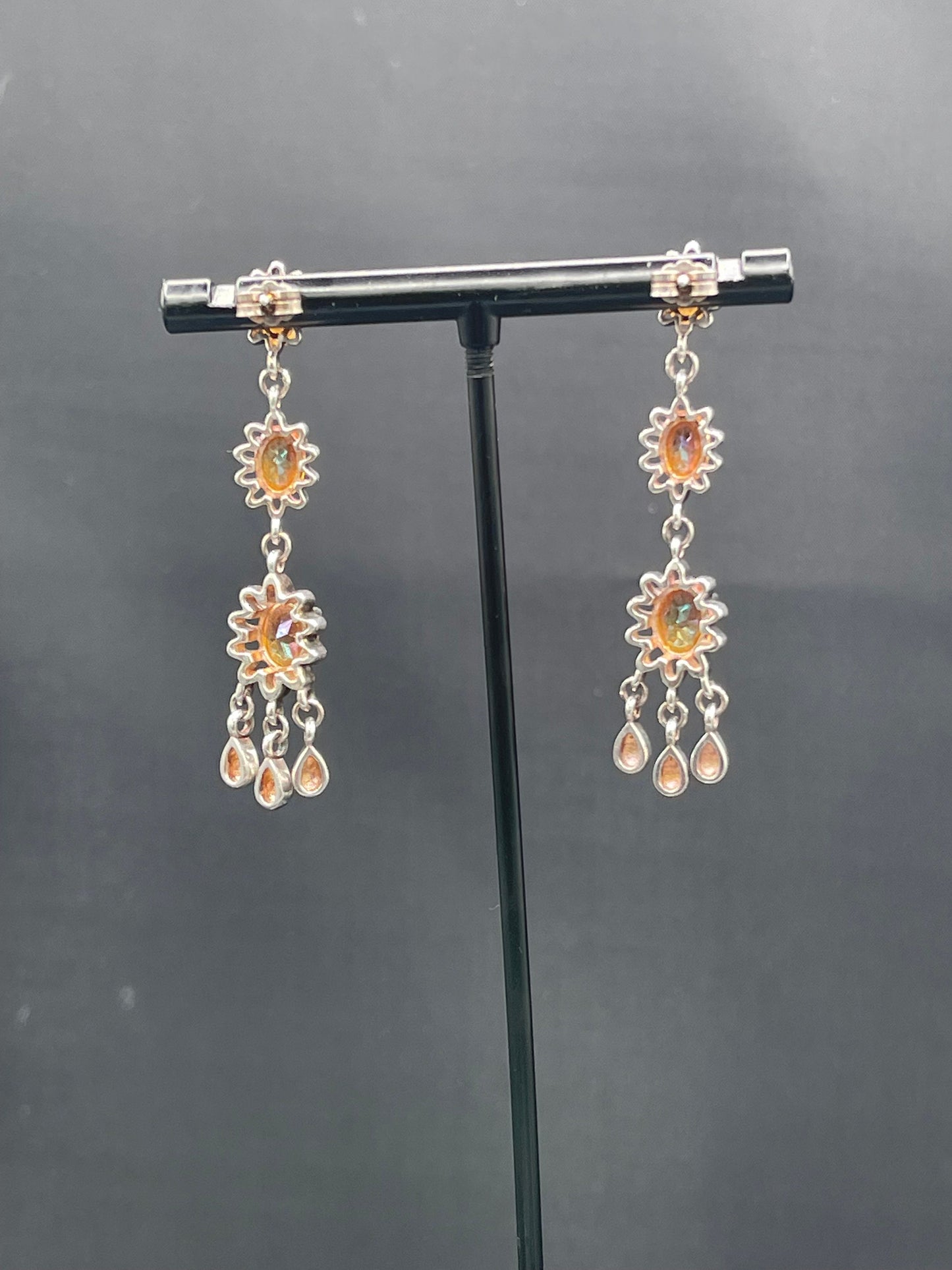 Sunset Orange Mystic Topaz Sterling Silver Dangle Earrings