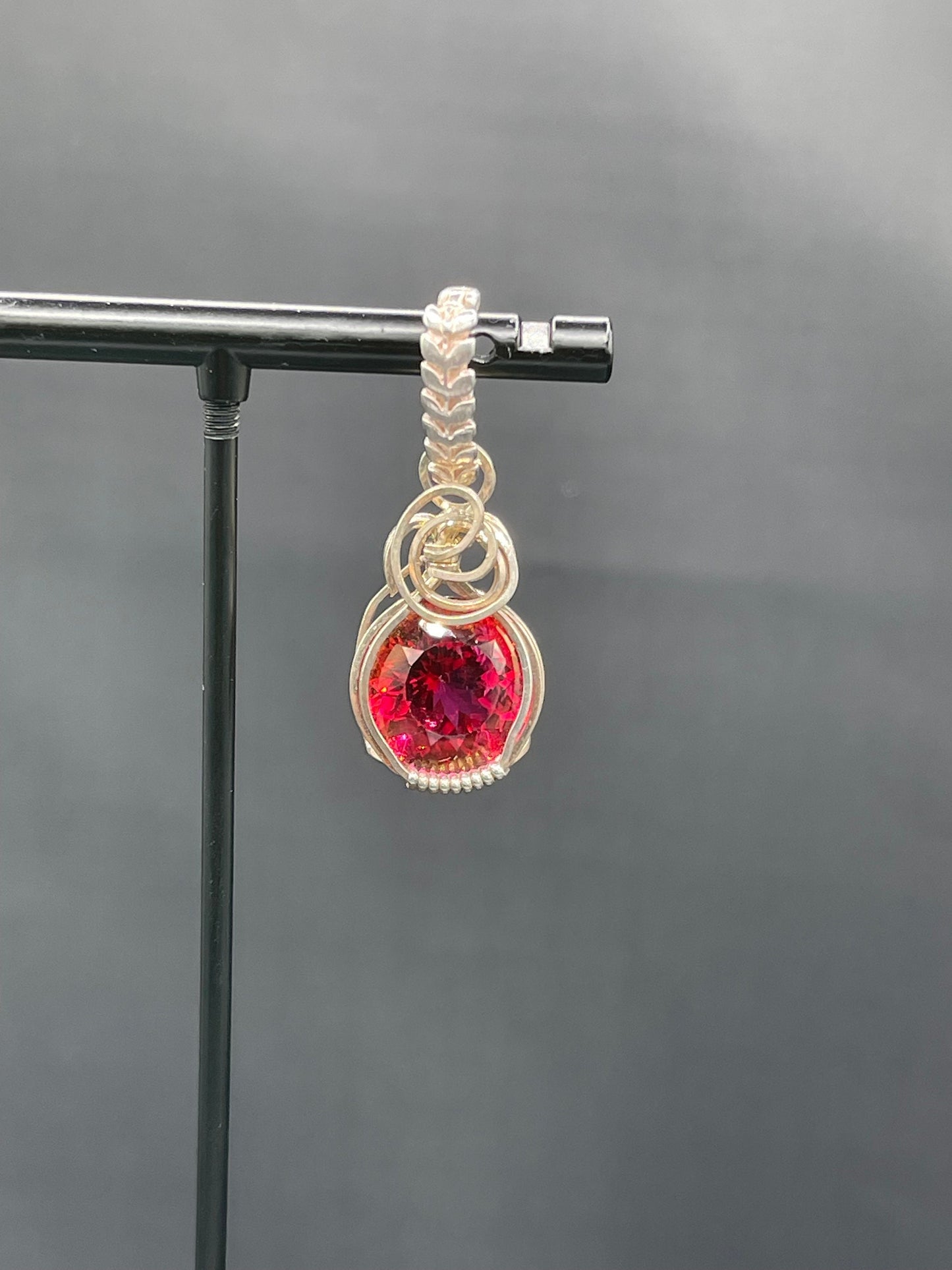 Fire Mystic Topaz Sterling Silver Wire Wrapped Enhancer Pendant